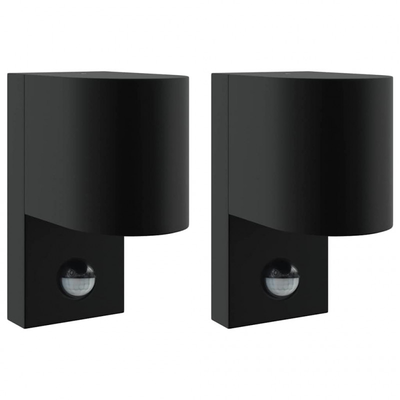 Zewnętrzna lampa ścienna 2 pcs Czarny 12 x 7 x 15 cm