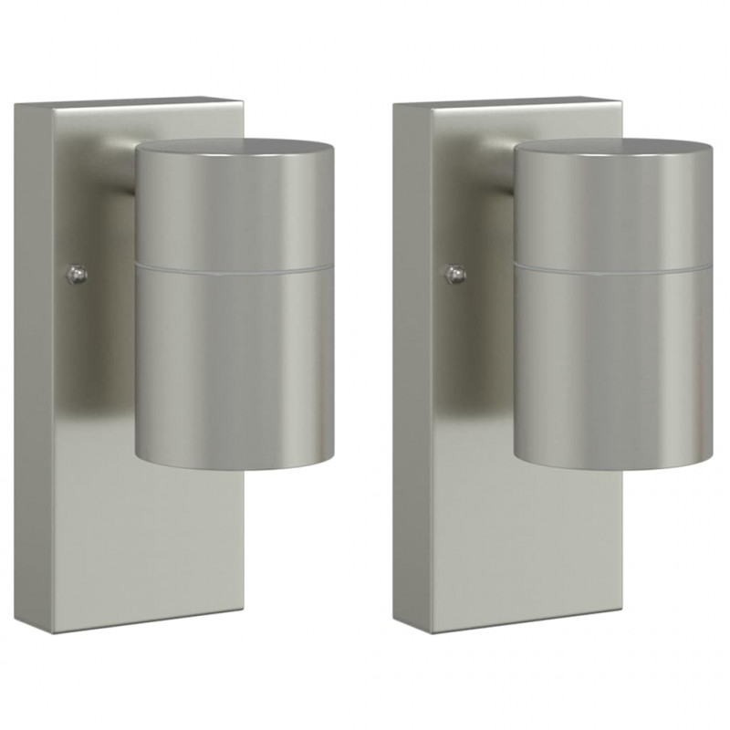 Zewnętrzna lampa ścienna 2 pcs Srebrny 6,5 x 10,5 x 16 cm