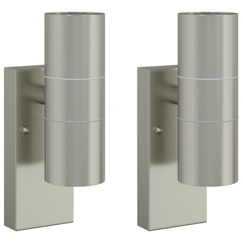 Zewnętrzna lampa ścienna 2 pcs Srebrny 7 x 10 x 22 cm