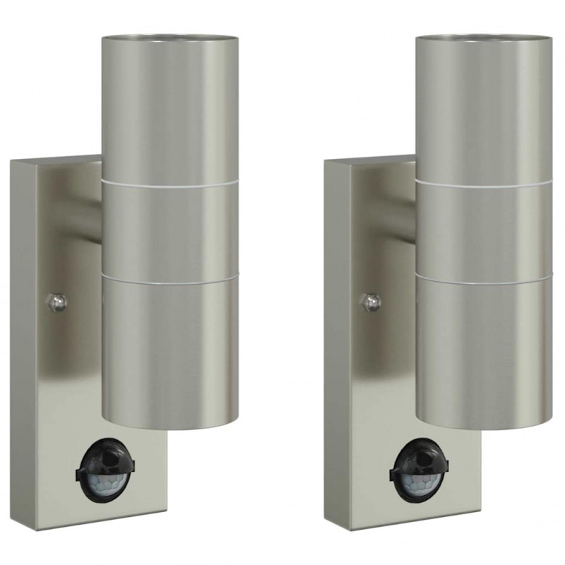 Zewnętrzna lampa ścienna 2 pcs Srebrny 7 x 10 x 22 cm