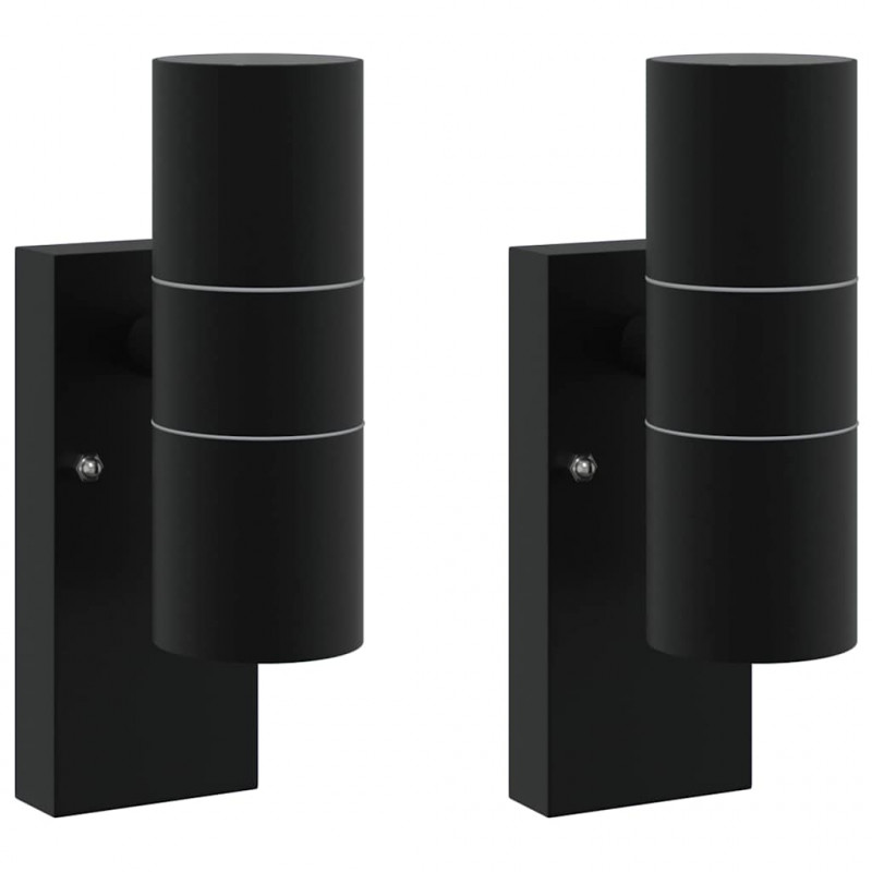 Zewnętrzna lampa ścienna 2 pcs Czarny 7 x 10 x 22 cm