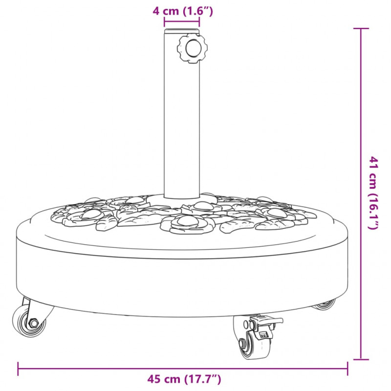 Podstawa do parasola, z kółkami, do słupków Ø38/48 mm, 27 kg