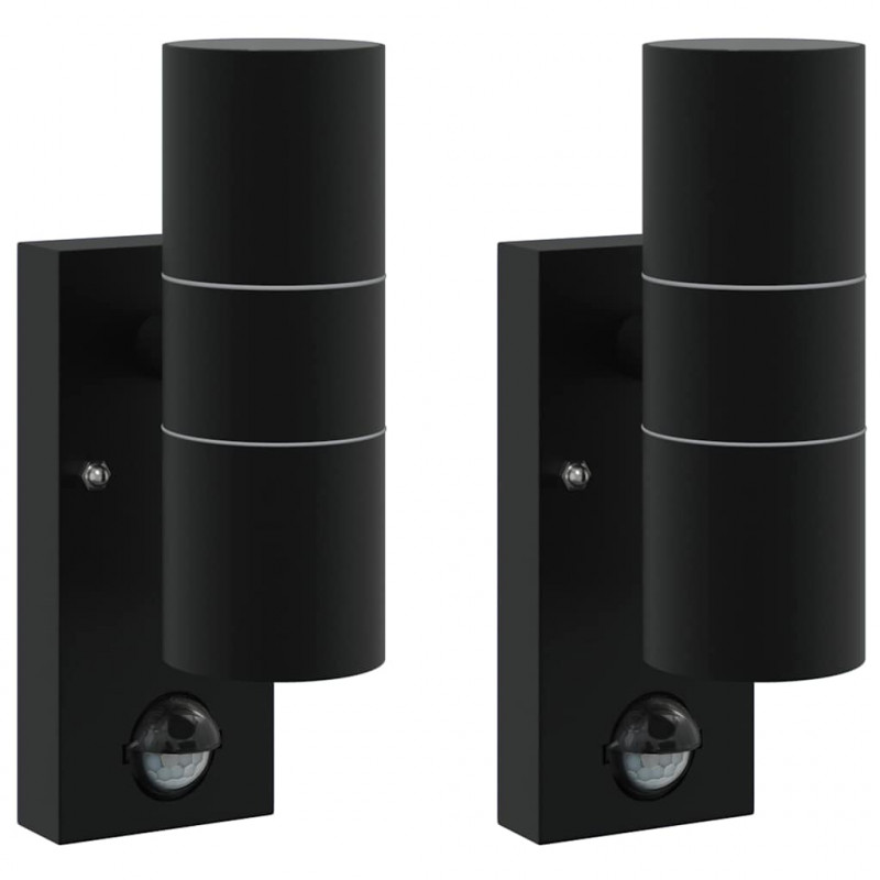 Zewnętrzna lampa ścienna 2 pcs Czarny 7 x 10 x 22 cm
