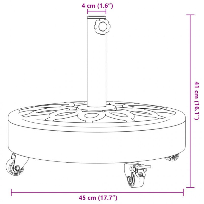 Podstawa do parasola, z kółkami, do słupków Ø38/48 mm, 27 kg