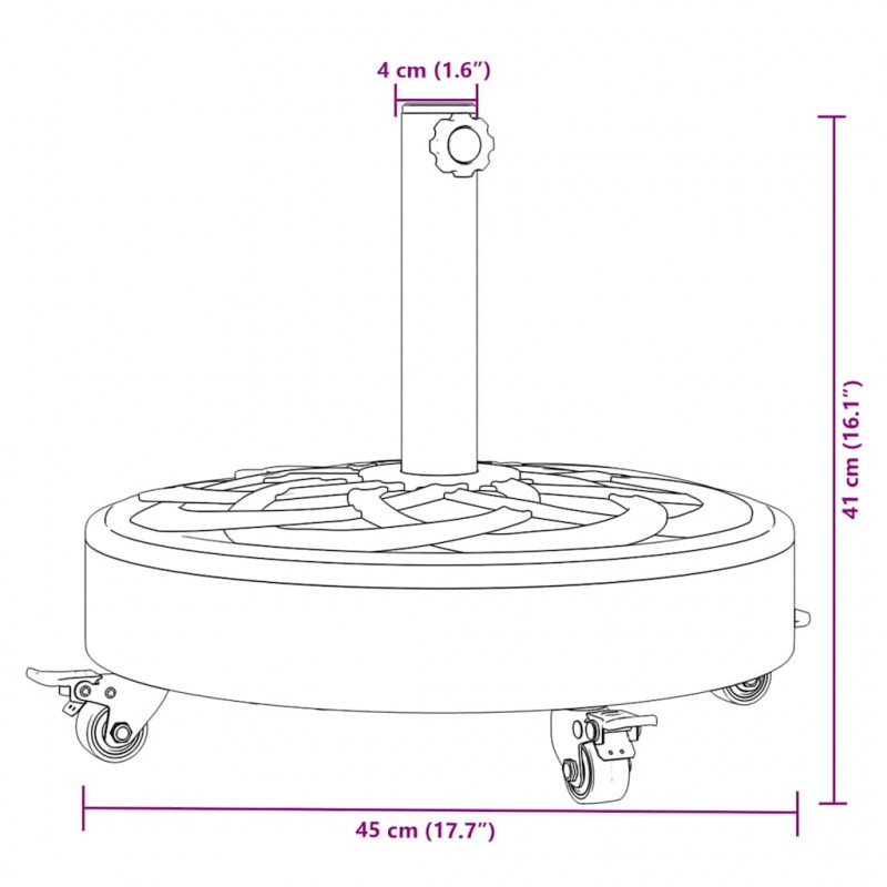 Podstawa do parasola, z kółkami, do słupków Ø38/48 mm, 27 kg