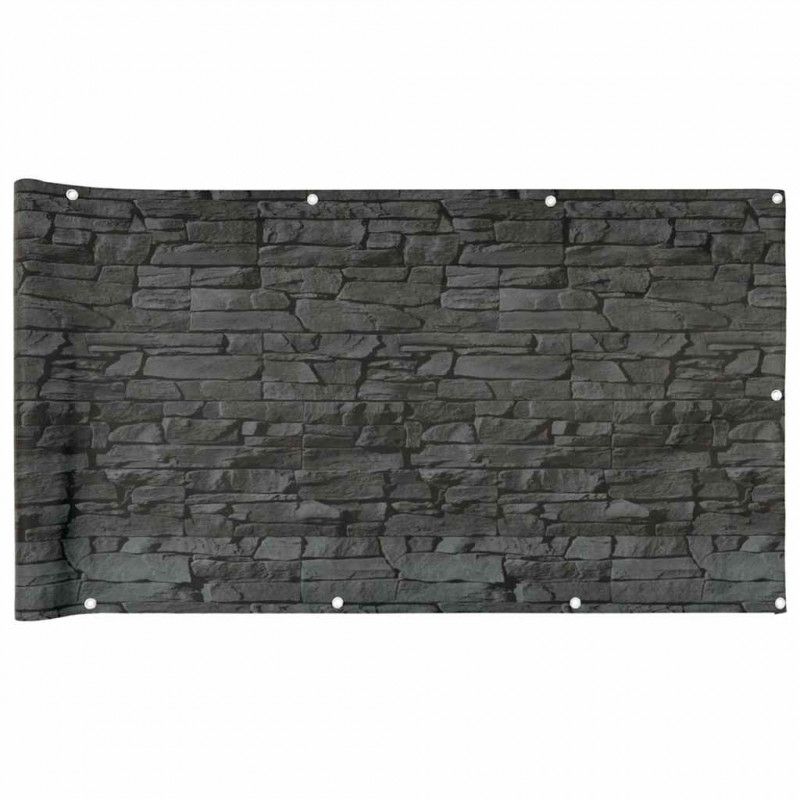 Osłona balkonowa, szara, kamienie łupkowe, 600x120 cm, PVC