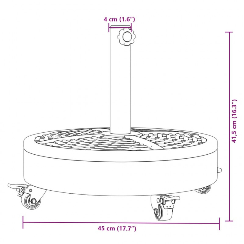Podstawa do parasola, z kółkami, do słupków Ø38/48 mm, 27 kg