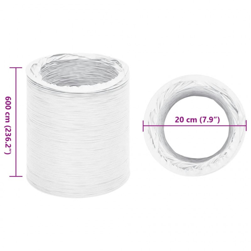Przewód wentylacyjny PVC, 6 m, Ø20 cm