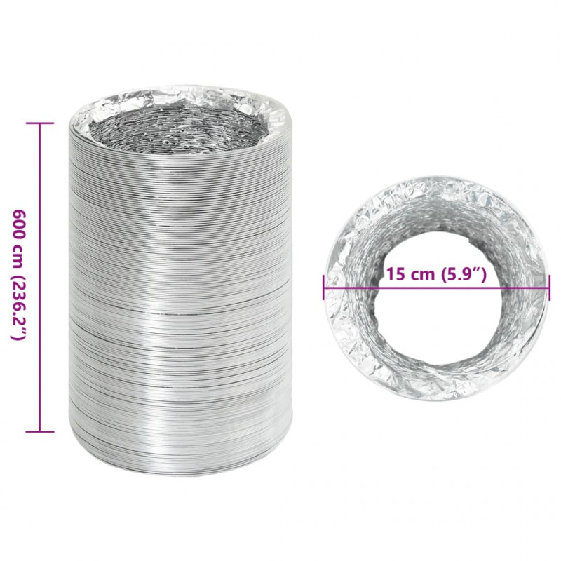 Przewód wentylacyjny, aluminiowy, 6 m, Ø15 cm