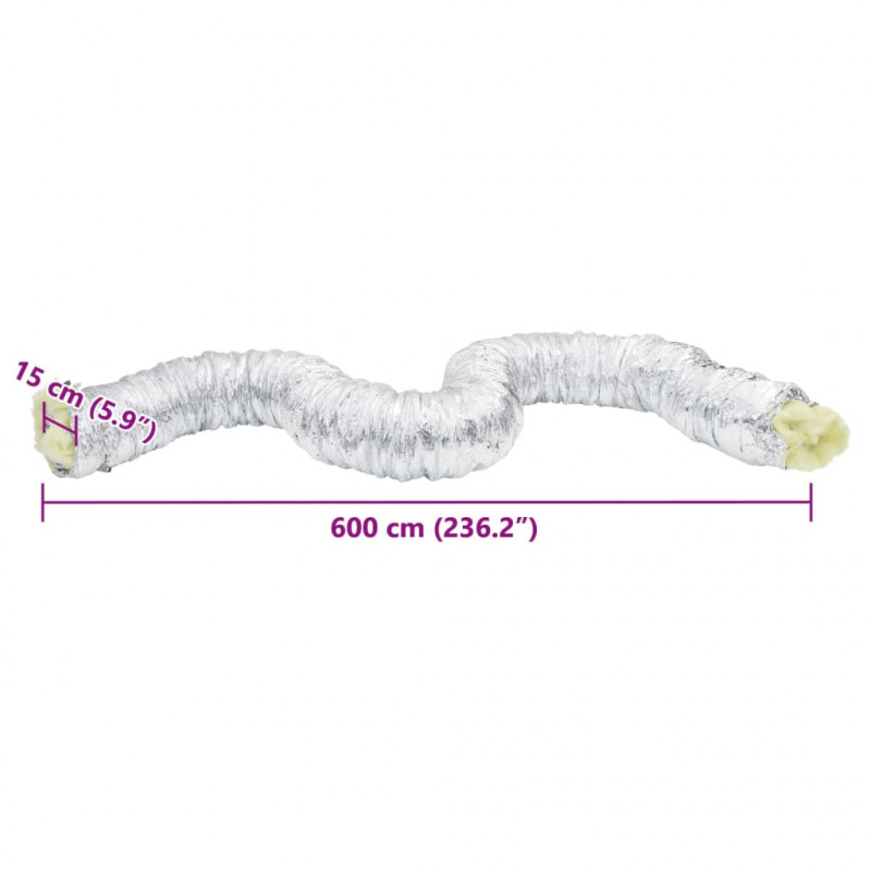 Przewód wentylacyjny, izolowany, aluminiowy, 6 m, Ø15 cm