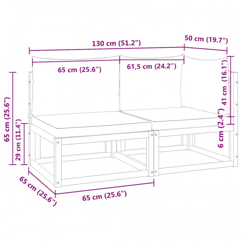 Sofa ogrodowa z poduszkami, 2-osobowa, lite drewno akacjowe