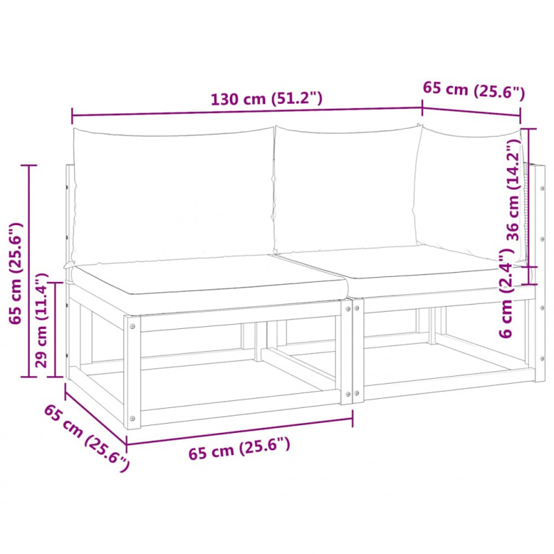 Sofa ogrodowa z poduszkami, 2-osobowa, lite drewno akacjowe