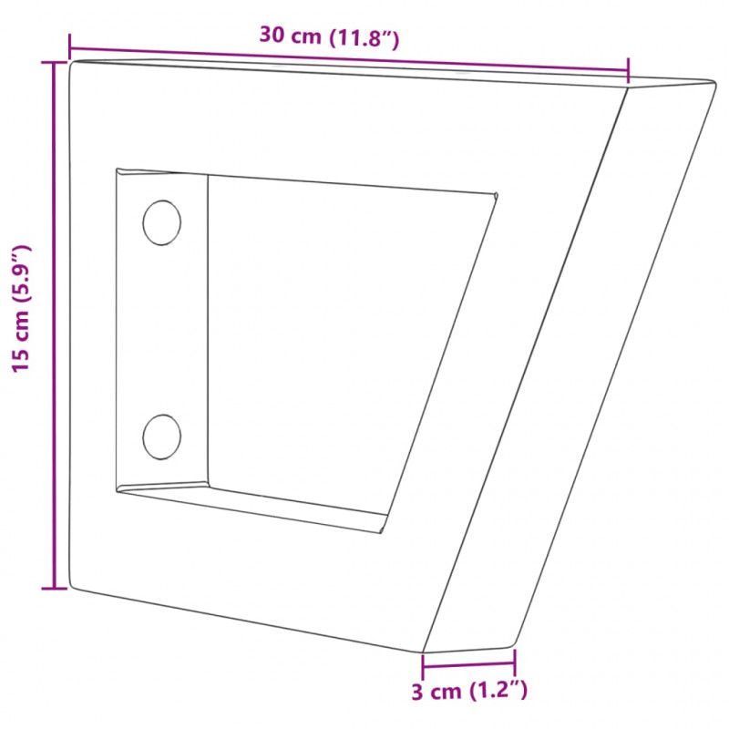 Wsporniki do półki pod umywalkę, 2 szt., białe, trapezowe, stal