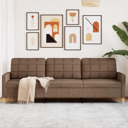 Sofa 3-osobowa, brązowa, 210 cm, tapicerowana tkaniną