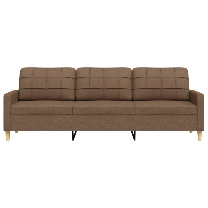 Sofa 3-osobowa, brązowa, 210 cm, tapicerowana tkaniną