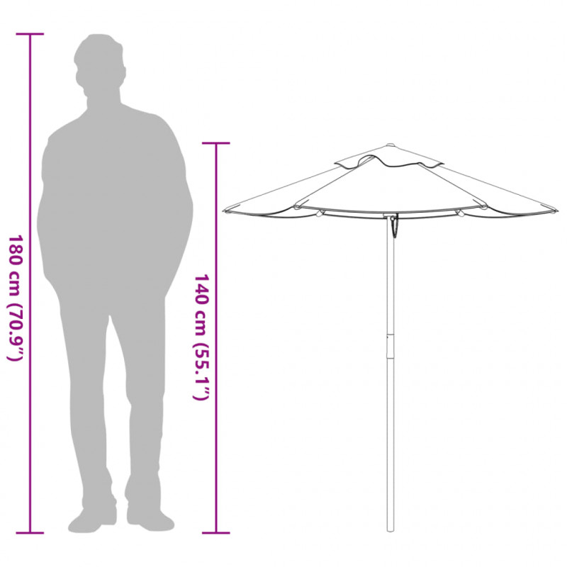 Parasol ogrodowy dla dzieci, na drewnianym słupku, Ø120x140 cm