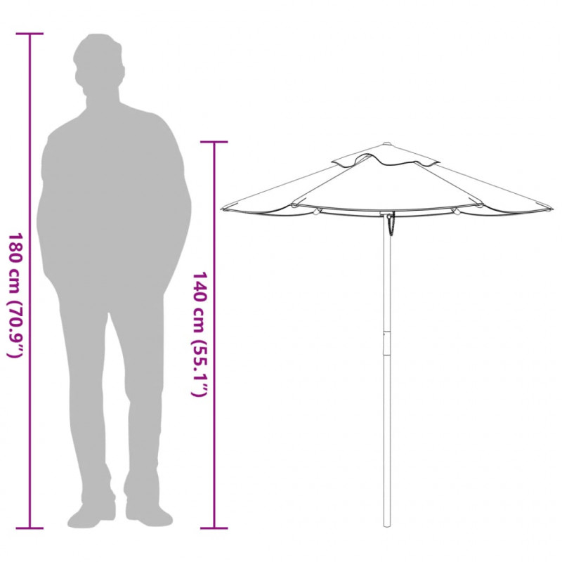 Parasol ogrodowy dla dzieci, na drewnianym słupku, Ø120x140 cm