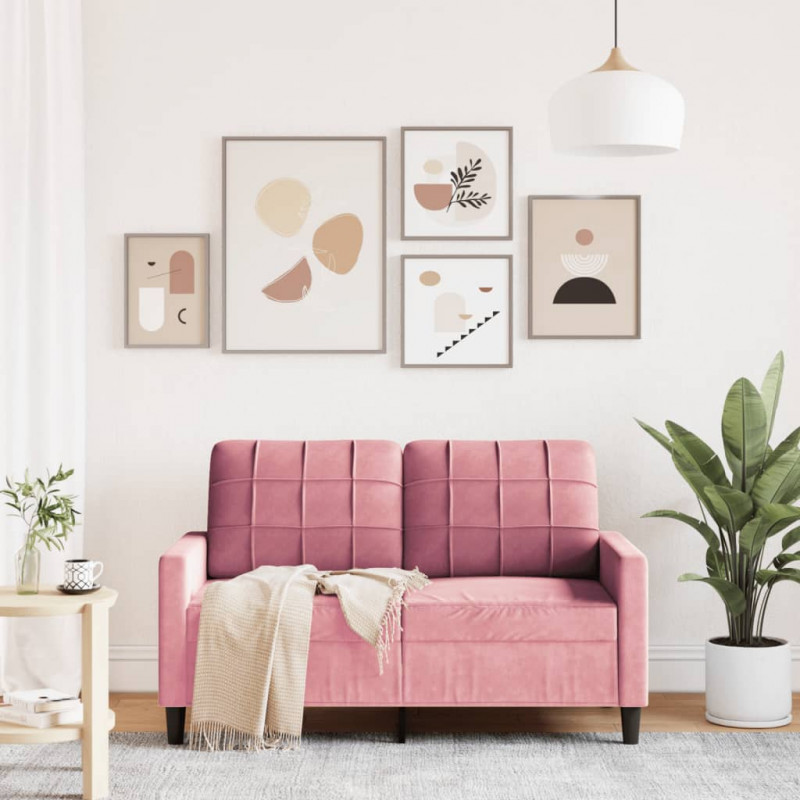 Sofa 2-osobowa, różowy, 120 cm, tapicerowana aksamitem