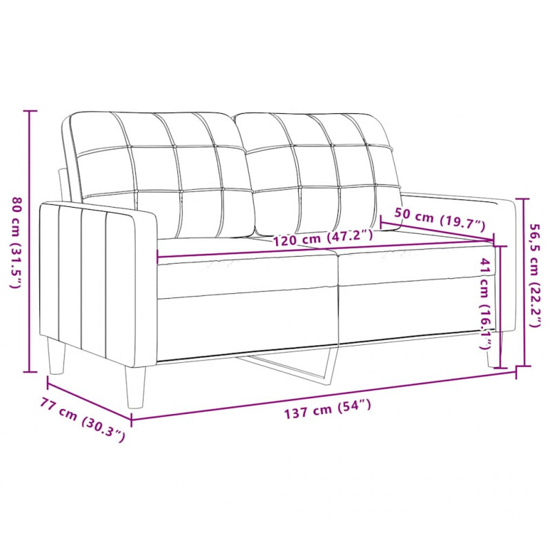 Sofa 2-osobowa, żółta, 120 cm, tapicerowana aksamitem
