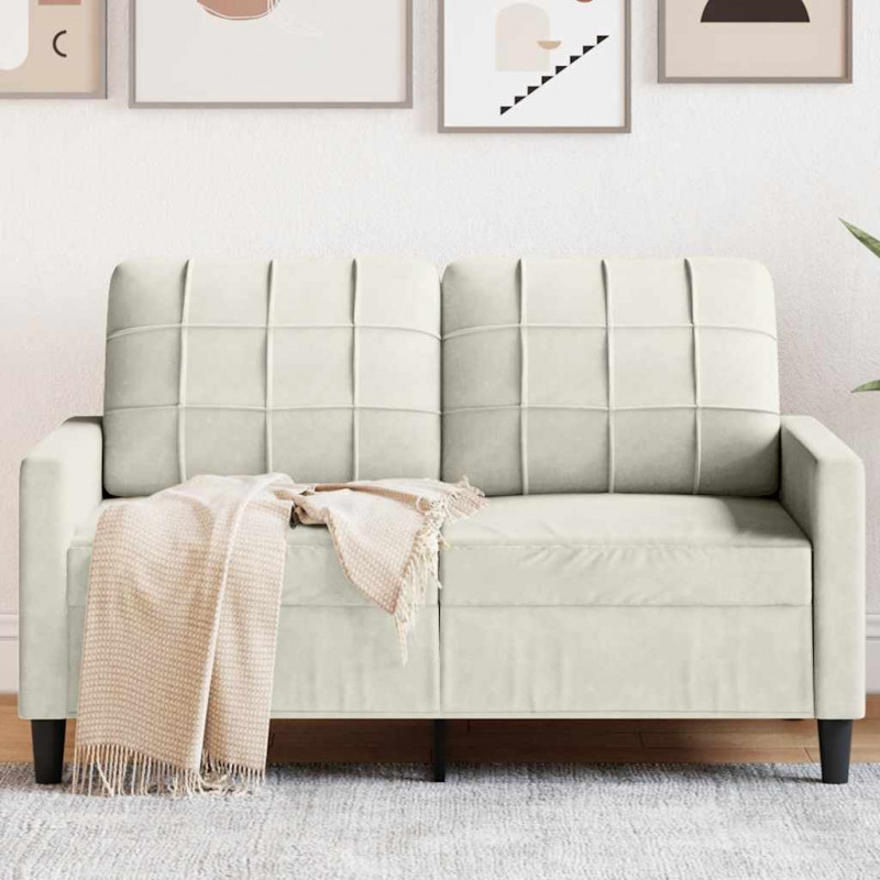 Sofa 2-osobowa, kremowy, 120 cm, tapicerowana aksamitem