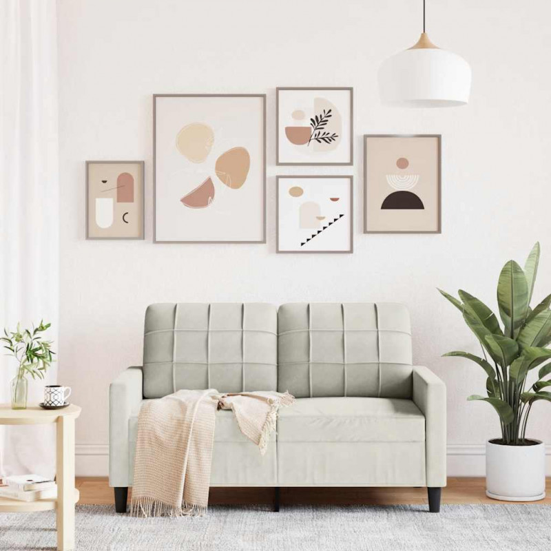 Sofa 2-osobowa, kremowy, 120 cm, tapicerowana aksamitem