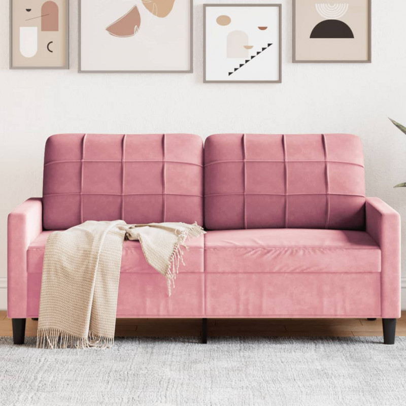 Sofa 2-osobowa, różowy, 140 cm, tapicerowana aksamitem