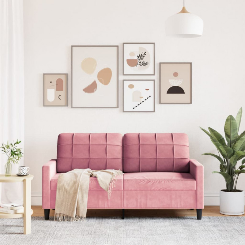 Sofa 2-osobowa, różowy, 140 cm, tapicerowana aksamitem