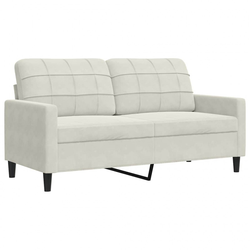 Sofa 2-osobowa, kremowy, 140 cm, tapicerowana aksamitem
