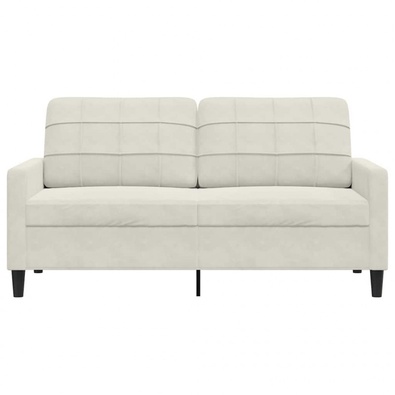 Sofa 2-osobowa, kremowy, 140 cm, tapicerowana aksamitem