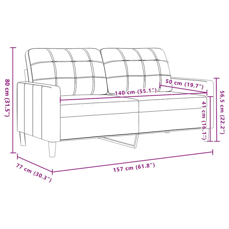 Sofa 2-osobowa, kremowy, 140 cm, tapicerowana aksamitem