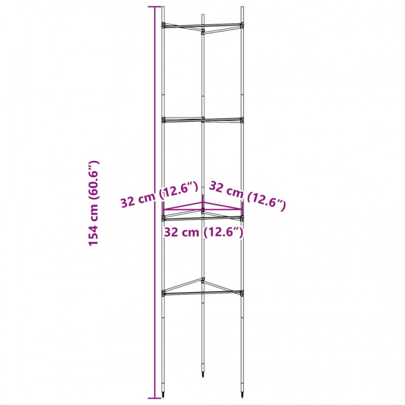 Podpórki na pomidory, 2 szt., 154 cm, stal i PP