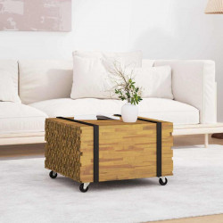 Stolik kawowy Brązowy 60 x 60 x 38 cm Lite drewno teakowe