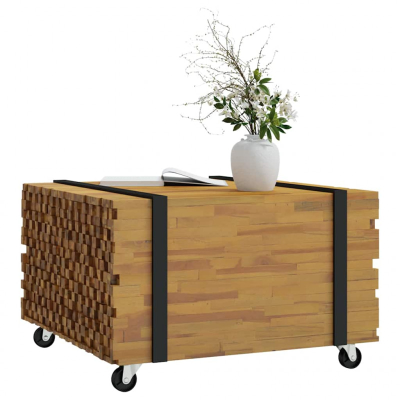 Stolik kawowy Brązowy 60 x 60 x 38 cm Lite drewno teakowe