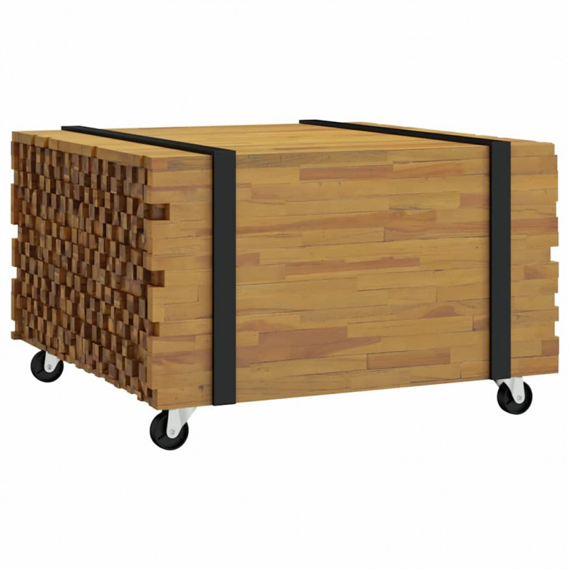 Stolik kawowy Brązowy 60 x 60 x 38 cm Lite drewno teakowe
