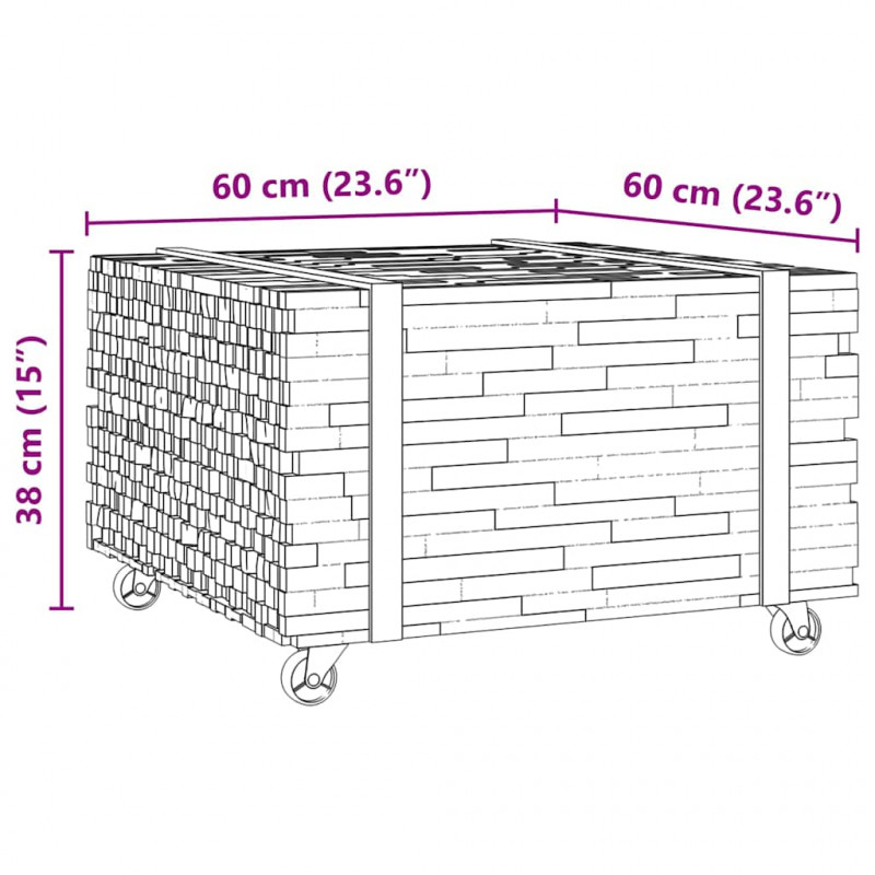 Stolik kawowy Brązowy 60 x 60 x 38 cm Lite drewno teakowe