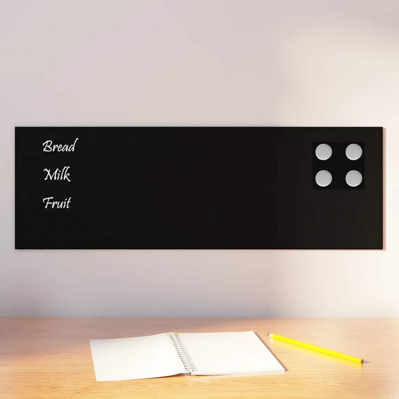 Tablica magnetyczna ścienna Czarna 60x20 cm Szkło hartowane