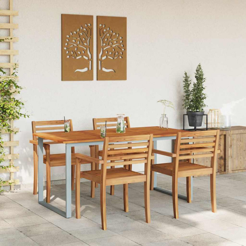 Stół Ogrodowy Szary 160 x 80 x 75 cm Lite Drewno Akacji