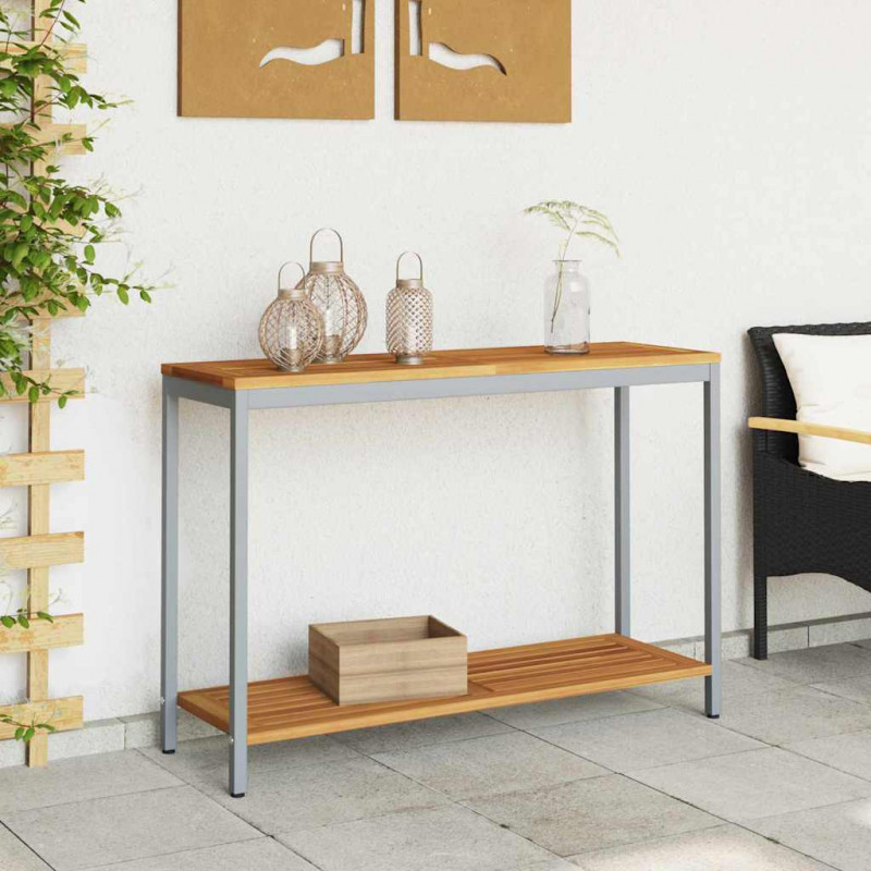 Stół na Zewnątrz z półką Naturalny i szary 110 x 35 x 75 cm
