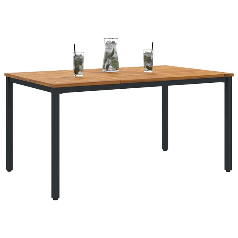 Stół na Zewnątrz Naturalny i czarny 150 x 90 x 75 cm