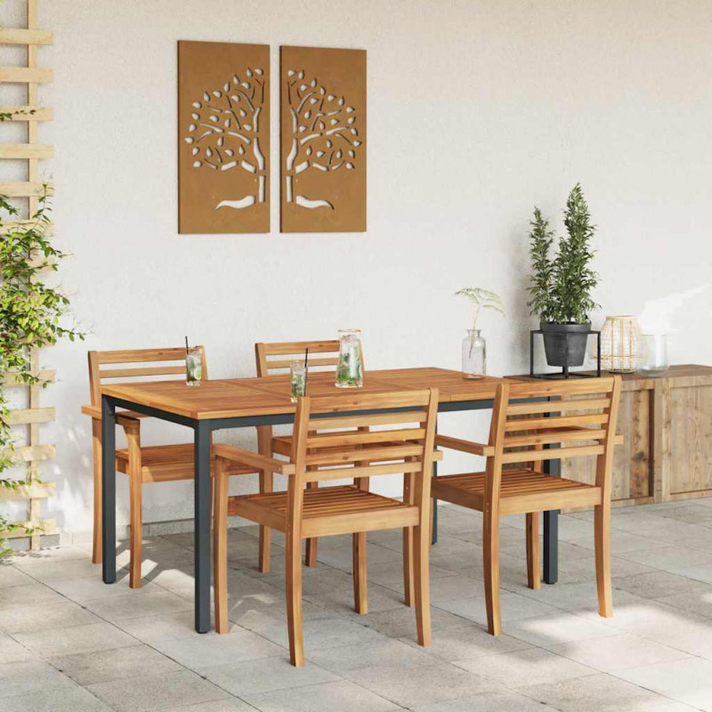 Stół na Zewnątrz Naturalny i czarny 150 x 90 x 75 cm