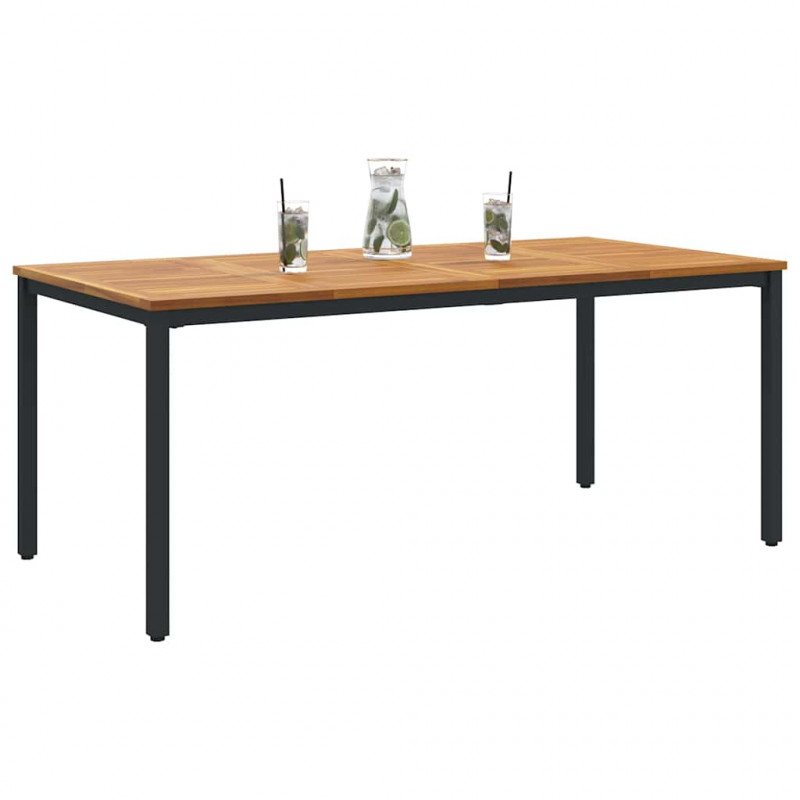 Stół na Zewnątrz Naturalny i czarny 180 x 90 x 75 cm
