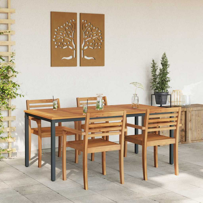 Stół na Zewnątrz Naturalny i czarny 180 x 90 x 75 cm