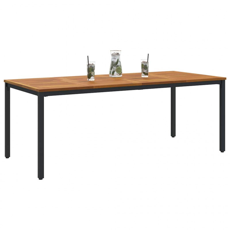 Stół na Zewnątrz Naturalny i czarny 200 x 90 x 75 cm