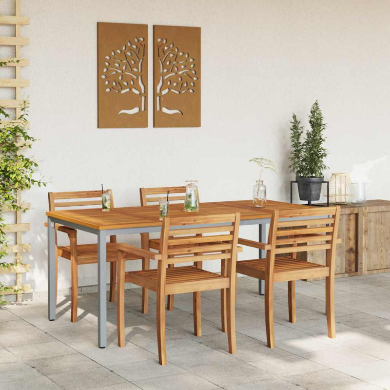 Stół na Zewnątrz Naturalny i szary 180 x 90 x 75 cm