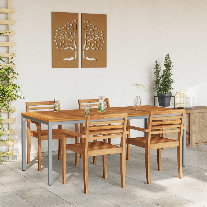 Stół na Zewnątrz Naturalny i szary 200 x 90 x 75 cm