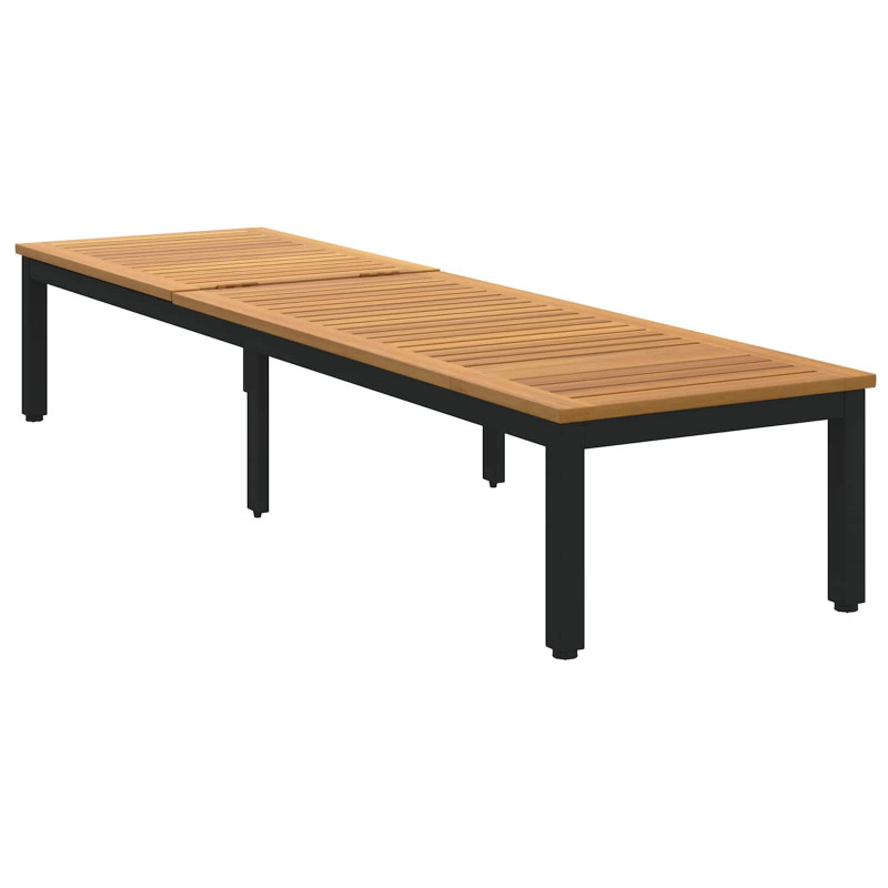 Leżak Czarny 200 x 55 x 35 cm Lite Drewno Akacji