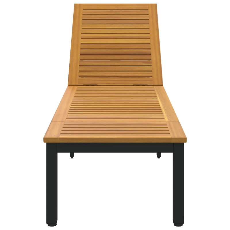 Leżak Czarny 200 x 55 x 35 cm Lite Drewno Akacji
