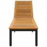 Leżak Czarny 200 x 55 x 35 cm Lite Drewno Akacji