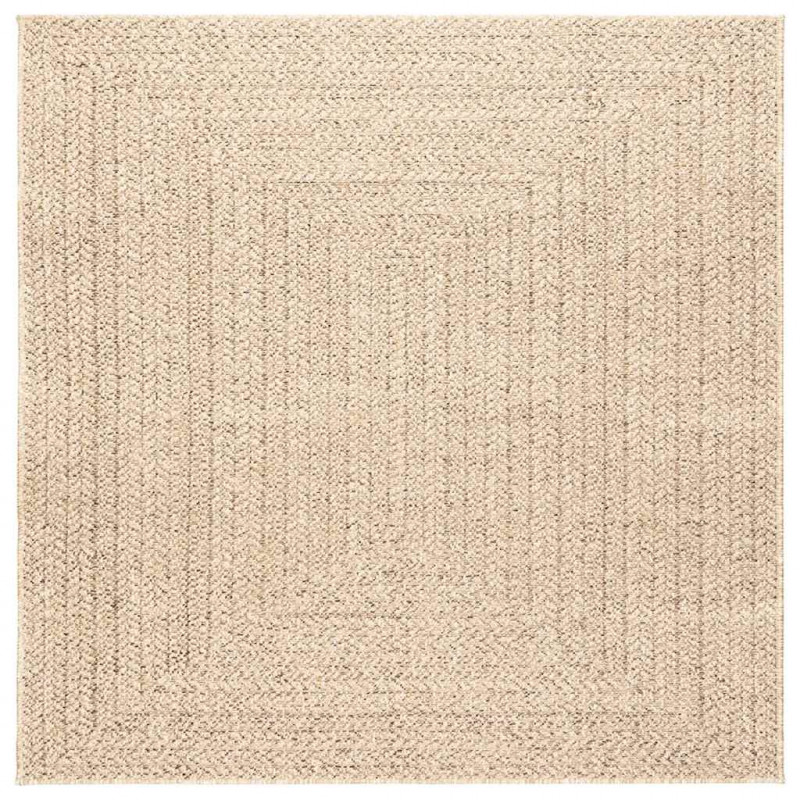 Dywan ZIZUR, beżowy, 120x120 cm, stylizowany na jutowy