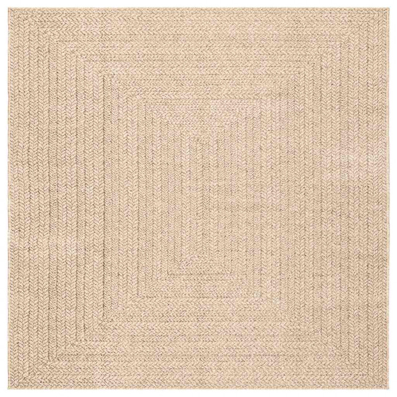 Dywan ZIZUR, beżowy, 200x200 cm, stylizowany na jutowy